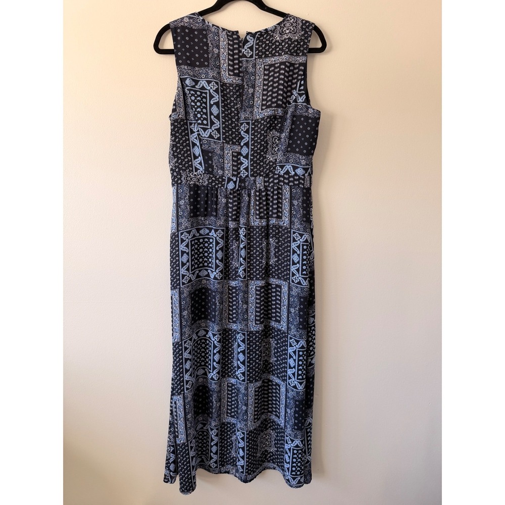 Talbots Blue Paisley Patchwork Grandma‎ Handkerchief Print Sleeveless Maxi Dress - Picture 5 of 8
